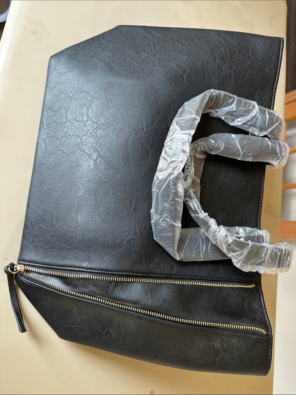 Neiman Marcus Black Tote with Gold Zipper Accents